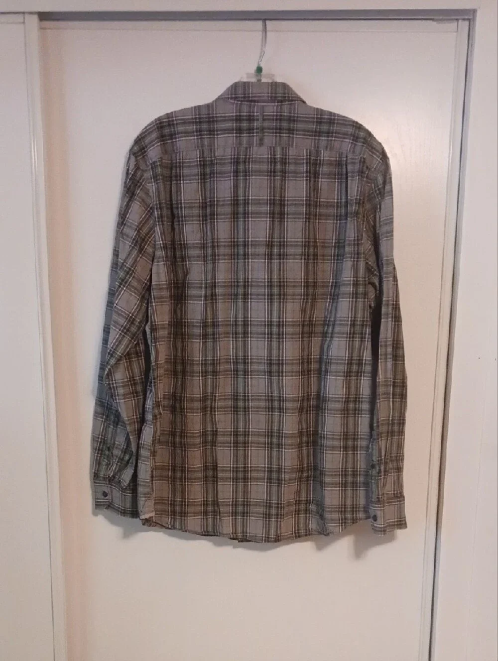 Banana Republic Men's Plaid Button-Down Shirt - Gray & Tan
